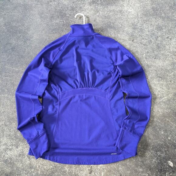 Adidas Climalite Athletic Top Womens M Blue Pullover 1/4 Zip Mock Neck Stretch - Picture 3 of 8